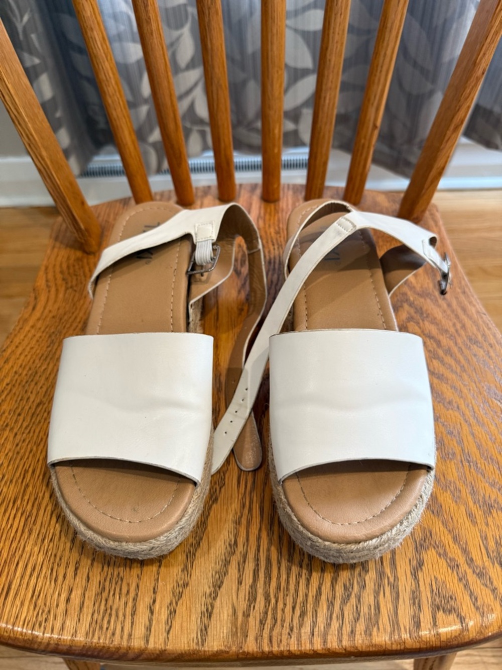 White Espadrille Slide Sandals with Ankle Strap